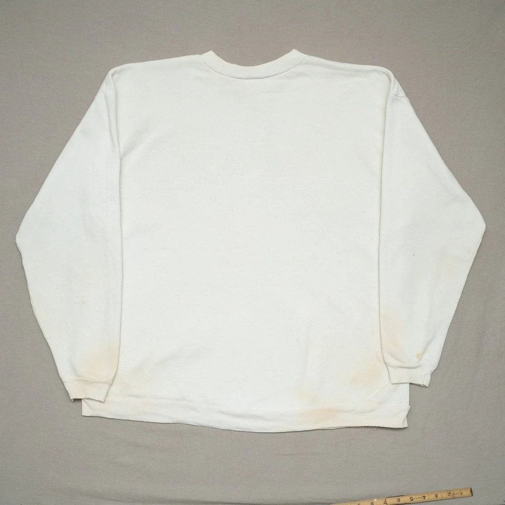 Vintage 90s USA Made Nike Spellout Crewneck Sweatshirt White Distressed XXL‎